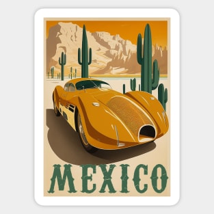 Mexico Desert Supercar Vintage Travel Art Poster Sticker